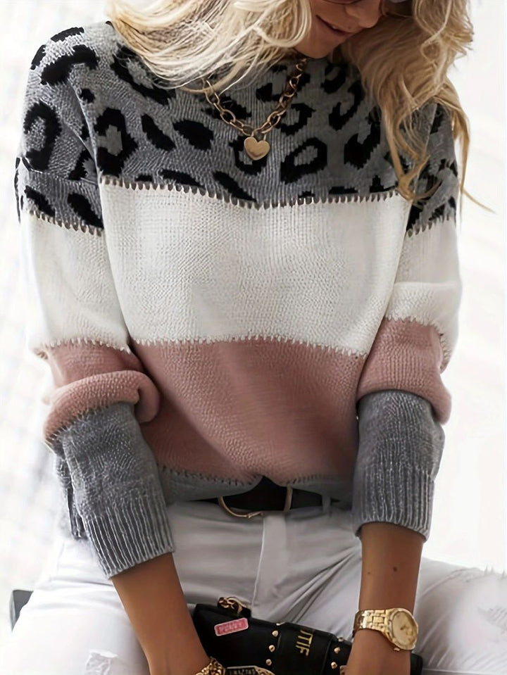 EVA™ | Chic Leopard Knit Sweater
