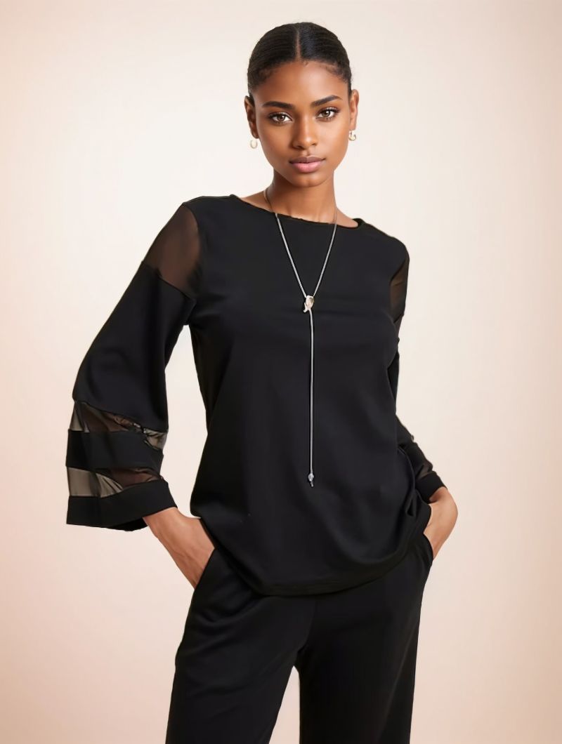 ISABELLE | Illusion Sleeve Chiffon Shirt