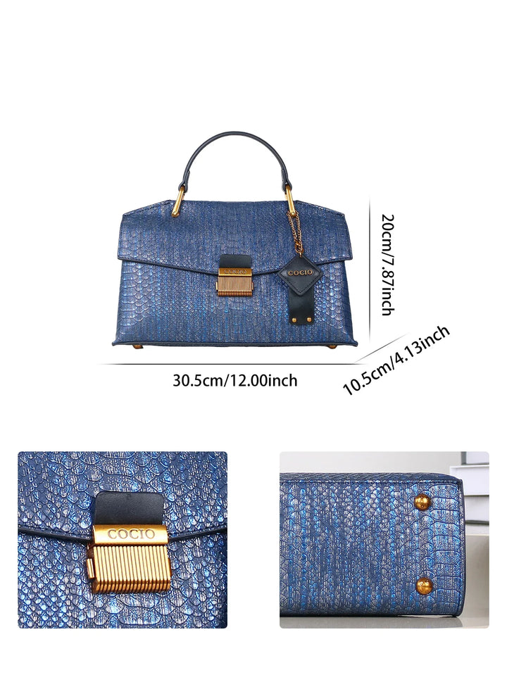 ORSANA | Embossed Snake-Print Bag