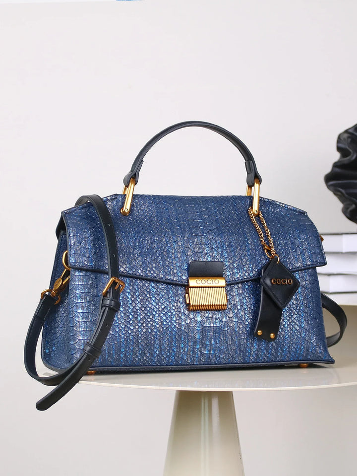ORSANA | Embossed Snake-Print Bag